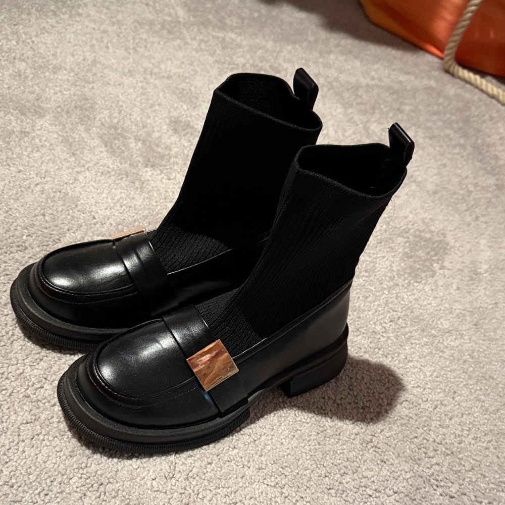 Black Leather Ankle Boots